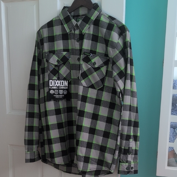 DIXXON Other - NWT DIXXON Men's Black, Gray and Green Checkered Flannel Shirt